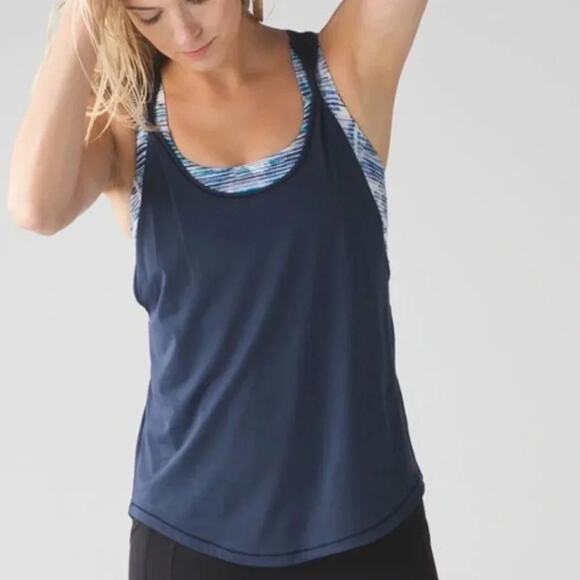 Lululemon Ready & Go Tank Inkwell Blue / Blurry Belle Multi Size 4 - Picture 4 of 12